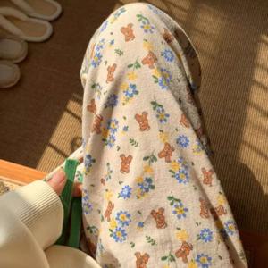 소풍 베어 플라워 순면 피치기모 잠옷 바지 1color