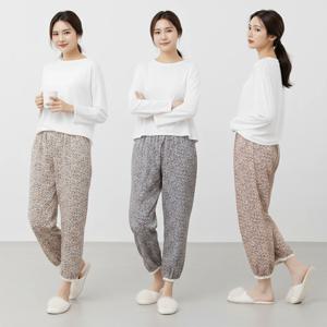 여자 순면 잔꽃무늬 밴딩 레이스 파자마