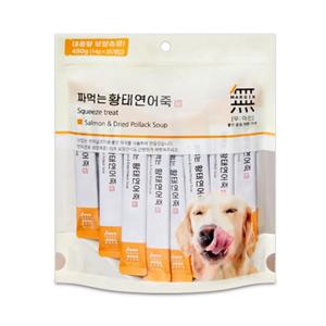 강아지 영양죽 무마진 기력회복 휴대용파우치 짜먹는 죽 황태연어죽 35p