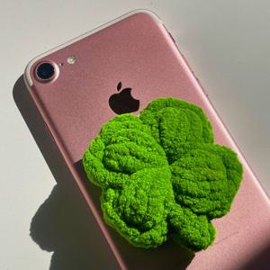 폭신 클로버 뜨개 스마트톡 그립톡 행운 톡홀더 그립 핸드폰 스마트폰 핑거링