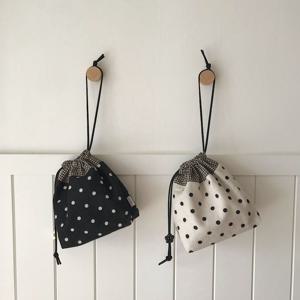 도트앤체크 스트링 파우치 - 2 colors (복조리 조리개 복주머니 땡땡이 더스트백)