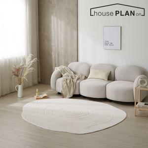 소프트 오발 원형 사계절 푹신한 극세사 거실 포인트 비정형 러그 카페트 2color