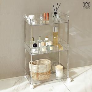 브래너 이동식 주방 선반 정리대 모듈 투명 트롤리 미니 틈새 진열대 미드센츄리 모던