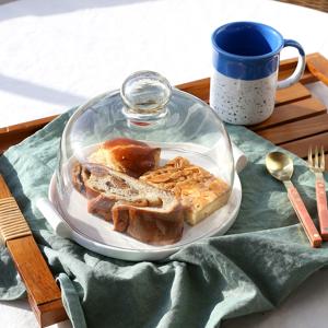 케익 빵 보관함 푸드커버 도자기 유리 돔 케이크돔 S