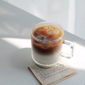 스태커블 플리츠 강화유리 홈카페 예쁜머그컵 카페컵 물잔 아이스커피잔 370ml