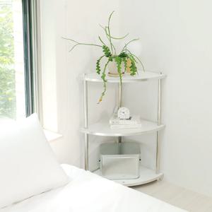 어반크롬 양면 3단 코너 350 선반 (화이트/월넛) 사이드 협탁 테이블