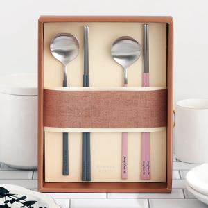 각인 컬러 스텐 2인 수저세트 고급 숟가락 젓가락 집들이 신혼부부 커트러리