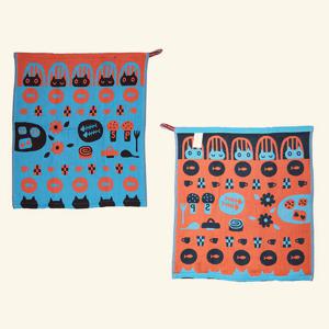 북유럽풍 주방 핸드타올 면행주 (식탁고양이-오렌지)