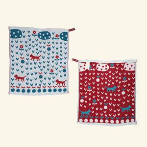 북유럽풍 주방 핸드타올 면행주 (새싹-화이트)