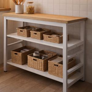 주방수납장 3단 주방 선반 작업대 보조테이블 전자레인지 수납장