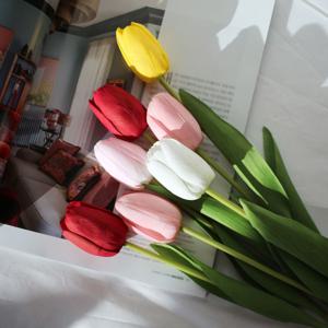 내추럴 싱글 튤립 가지 조화 생화같은 감성 인테리어 소품 촬영소품 성묘꽃 부케