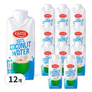 카르타 100% 천연 코코넛 워터 330ml, 12개