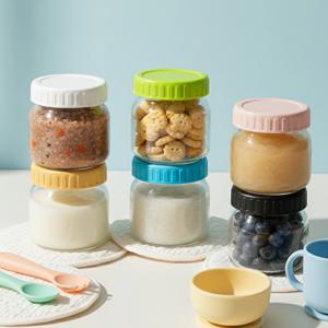 헥사 에코링 플라스틱 뚜껑 유리병 63mm YS165L 6P 이유식 소분 밀폐 유리병