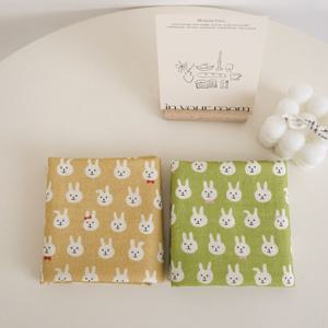면100 이중거즈 손수건 리본 토끼 2color
