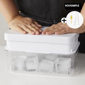 [리퍼]시즌3 실리콘 푸쉬 얼음트레이 하이볼 얼음틀 1단 왕 얼음 보관통+집게+세척솔 세트