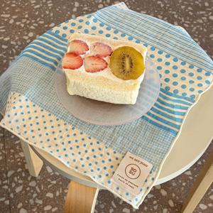 블루핑크도트 거즈 면 핸드타월 키친크로스 테이블매트 행주 패브릭 (2color)