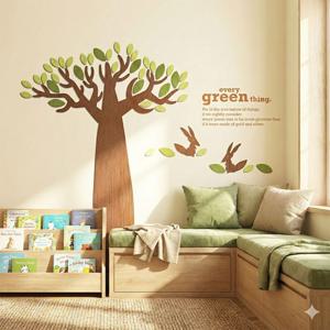 W04 환경구성 바오밥나무 여우 우드 입체 벽장식 포인트 스티커