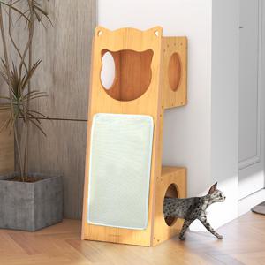 경사형 힐링 원목 스크래쳐 숨숨 하우스