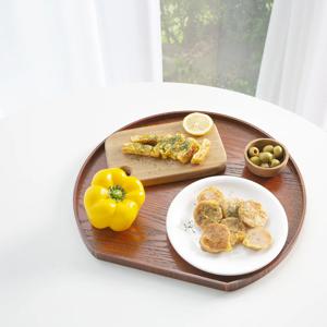 소소 뱀부 대나무 옻칠 반달 트레이 우드 쟁반