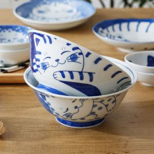 일본 도자기 마네키네코 고양이 면기 우동기 19cm