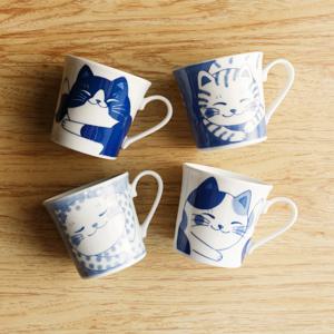 일본 도자기 마네키네코 고양이 머그컵 9cm