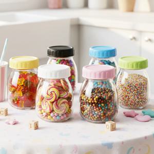 헥사 에코링 플라스틱 뚜껑 유리병 58mm 캔디250 6P 다용도 소분 용기