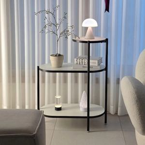 보프 선반 포인트 인테리어 디자인 3단 라운드 사이드테이블 메탈 소품 협탁 (블랙)