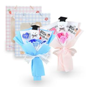 곰돌이 인형 비누꽃 졸업식 꽃다발 종이가방 조화 졸업 선물 세트