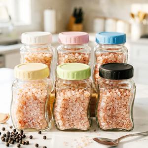 헥사 에코링 플라스틱 뚜껑 유리병 53mm 웨이브 양념병 190ml 6P