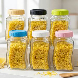 헥사 에코링 플라스틱 뚜껑 유리병 53mm 웨이브 양념병 280ml 6P