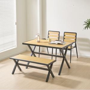 야외테이블세트 수지목 4인용식탁 사각 티탁자 의자셋트 전원 카페 정원가구 SPS531N