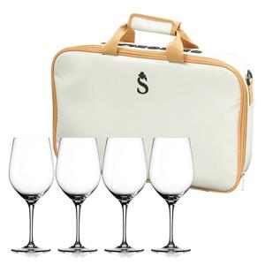 비노비노 보르도 와인잔 4p + 와인잔 가방 캐리어백 아이보리 세트