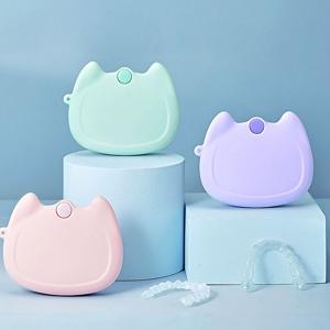 귀여운 고양이 실리콘 교정기 케이스 스트랩포함 투명교정 마우스피스 휴대용 보관함 인비절라인