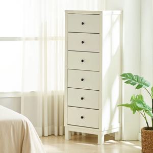 국내제작 폴라 화이트 6단 서랍장 원목 화이트 틈새수납장 도장가구