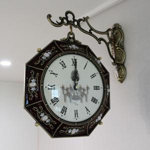 쥬얼리 팔각형B 자주빛 주물 양면시계 HBC-337J