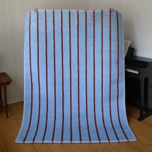 [리퍼] 베이지 워셔블 레드 포인트 스트라이프 블루 심플 거실 러그