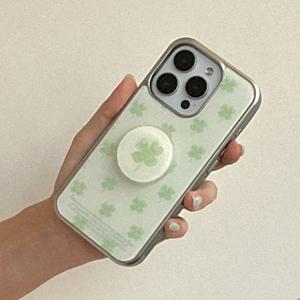 clover wish 디자인 실버 맥세이프 범퍼케이스