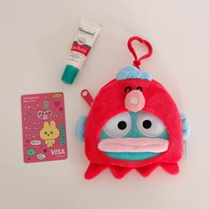 산리오 사유리쓴 한교동 동전 지갑 파우치 인형 키링