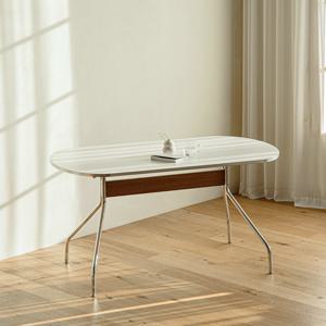 [리퍼] 고트 화이트 타원 4인 테이블 1400