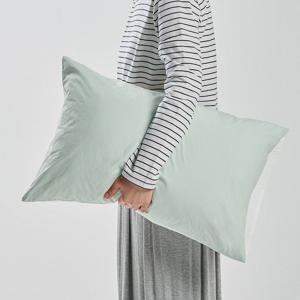 사각사각 코튼 배색 베개커버_60X40cm_민트화이트