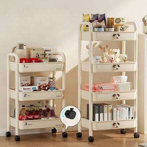 리뉴얼 버터크림 트롤리 3단 이동식선반 무빙 카트 웨건