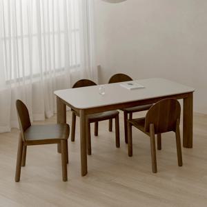 고트 4인용 세라믹 원목 식탁세트 토피브라운 3sizes