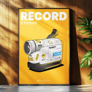 빈티지 레트로 비디오 캠코더 그림 일러스트포스터 인테리어포스터