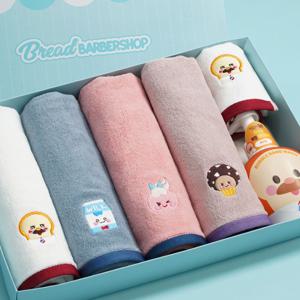 브레드이발소 자수 호텔수건 30수코마사 4P+핸드+핸드워시 선물세트