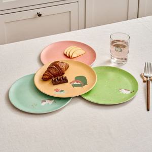 L 우리집뚱냥이 뱀부파이버 패턴 원형접시 4P