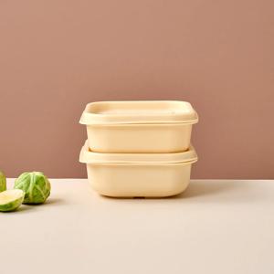 실리만 촉촉하게 데우는 정사각 실리콘 밥용기 240ml 2P세트 옐로