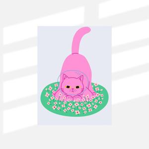 핑크고양이3 패브릭포스터 대형 태피스트리 두꺼집 가리개 가림막 커튼 (2size)