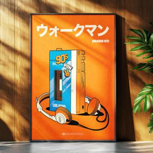 빈티지 레트로 워크맨 그림 일러스트포스터 인테리어포스터