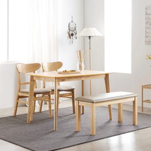 M카모 오크 원목 4인용 식탁세트 (벤치1/의자2)