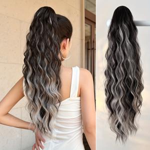 TEMU 여성을 위한 헤어 볼륨을 강화하고 헤어스타일 변화 시간을 연장하는 합성 포니테일 가발 1개입. 또는 파티룩으로 여성스러운 매력을 높이는 데 적합합니다. 레드 그라데이션, 브라운, 다크 브라운을 포함한 8가지 색상으로 제공됩니다.